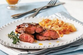 Karamelize soğanlı kuzu bonfile