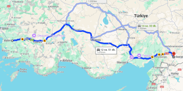 aydın gaziantep arası harita